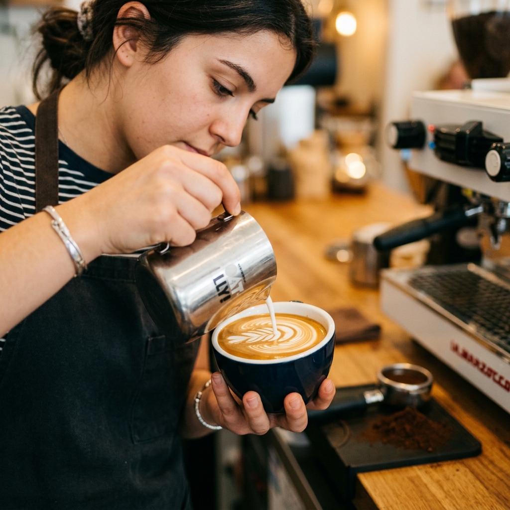 Perfect espresso extraction in a transparent glass